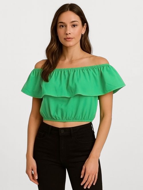 Blusa Cropped Ciganinha Feminina VERDE