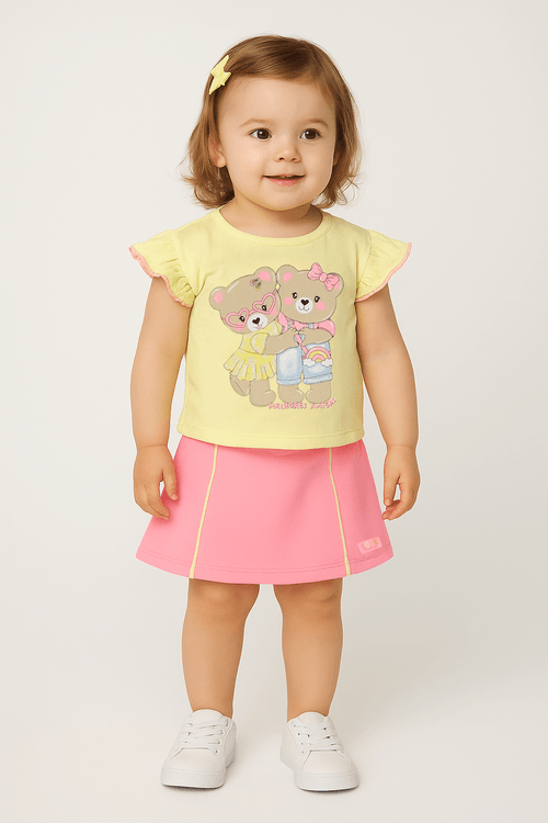 Conjunto Curto Infantil Para Menina - AMARELO