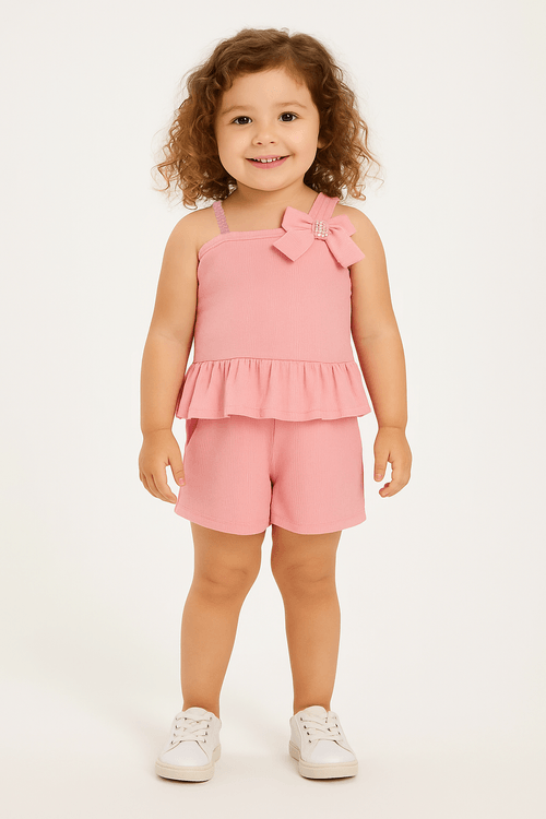 Conjunto Curto Infantil Para Menina - ROSA