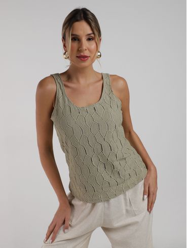 Blusa Malha Texturizada Autentique Feminina VERDE CLARO