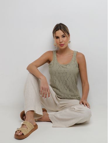 Blusa Malha Texturizada Autentique Feminina VERDE CLARO