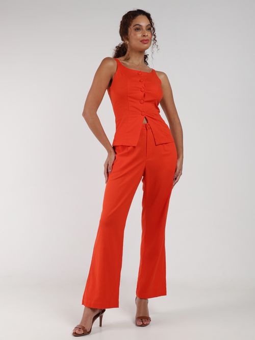 Calça Alfaiataria Reta Autentique Feminina LARANJA
