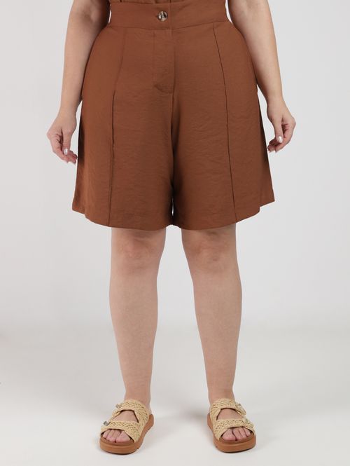 Bermuda Sarja Plus Size Feminina MARROM