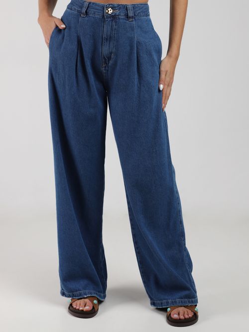 Calça Jeans Wide Leg Autentique Feminina AZUL