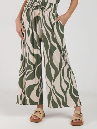 Calça Malha Crepe Wide leg Autentique Feminina VERDE