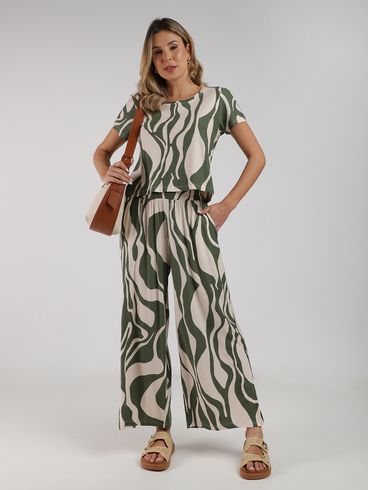 Calça Malha Crepe Wide leg Autentique Feminina VERDE