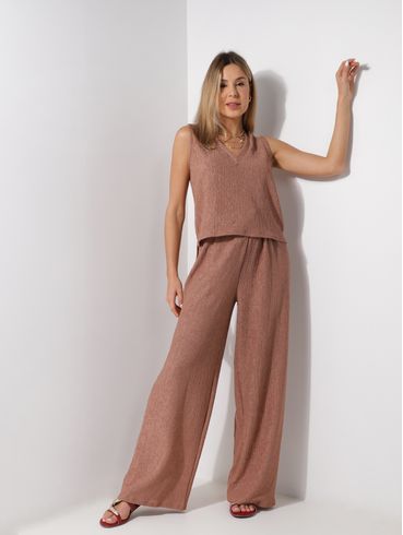 Calça Malha Pantalona Autentique Feminina MARROM