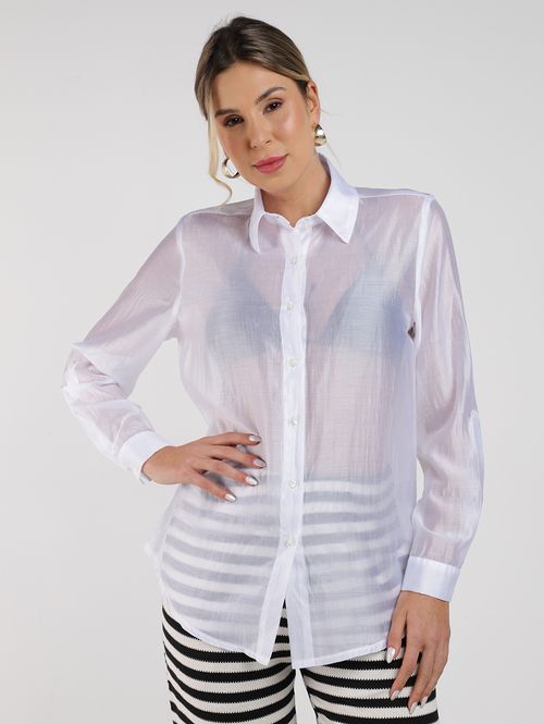 Camisa Transparência Martingale Feminina BRANCO