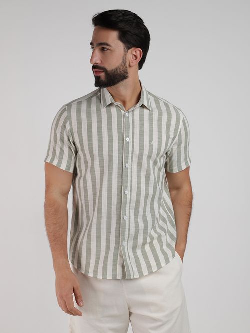 Camisa Manga Curta Listrada Eletrón Masculina VERDE CLARO