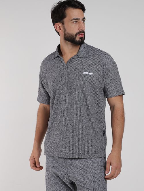 Polo Oversized Manga Curta Masculina PRETO