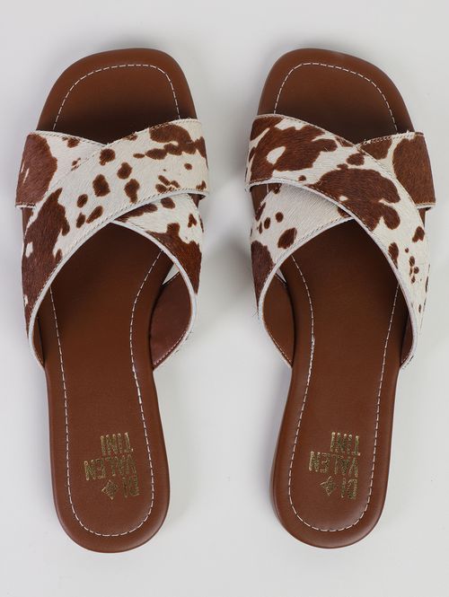 Chinelo Cow Print DI Valentini Feminino MARROM