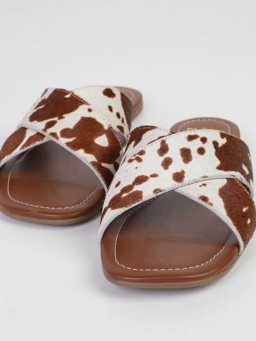 Chinelo Cow Print DI Valentini Feminino MARROM