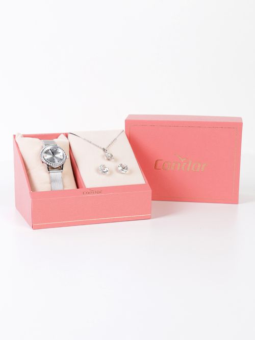 Relógio+Acessório Condor Feminino PRATA