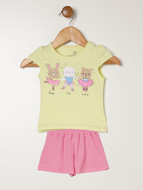 Conjunto Curto Infantil Para Bebê - AMARELO