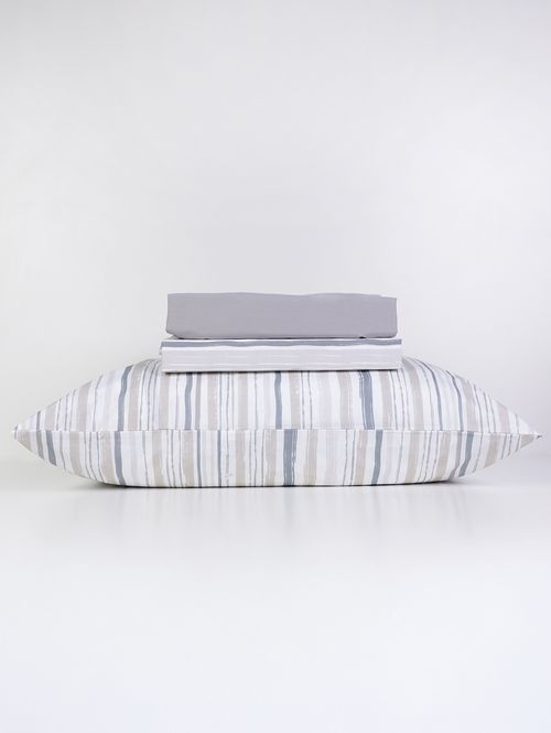 Jogo Lençol Solteiro Duplo Elegance 200 Fios Teka CINZA