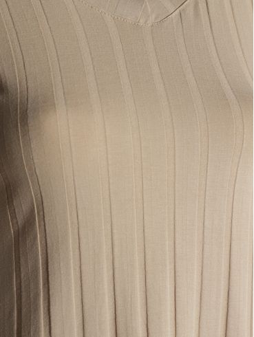 Blusa Canelada Manga Curta Feminina BEGE