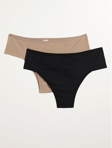 Kit 02 Calcinhas Tangas Femininas BEGE/PRETO