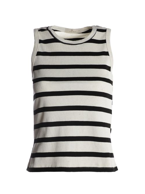 Blusa Linho Listrada Sem Manga Autentique Feminina PRETO