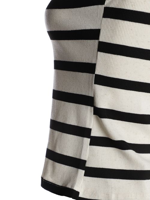 Blusa Linho Listrada Sem Manga Autentique Feminina PRETO