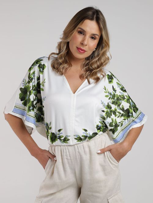 Blusa Manga Morcego Feminina OFF WHITE