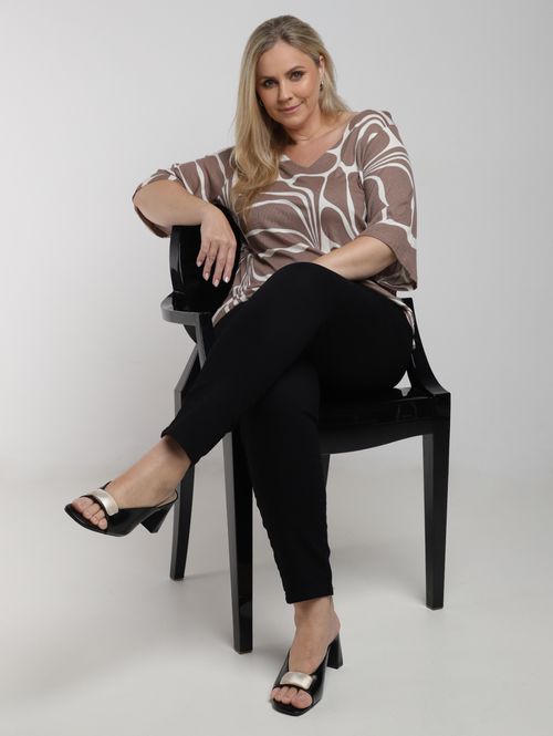 Blusa Manga 3/4 Autentique Plus Size Feminina MARROM