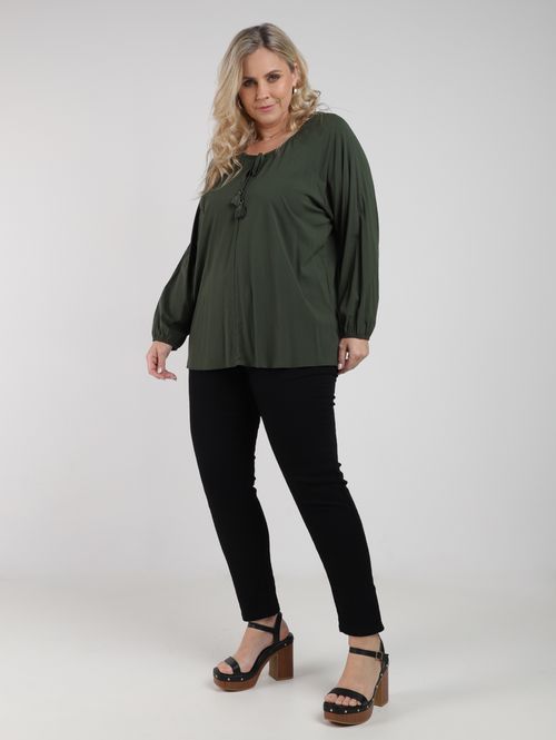 Blusa Manga Longa Plus Size Feminina VERDE