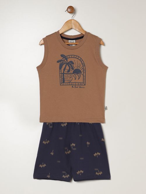 Conjunto Curto Infantil Para Menino - MARROM