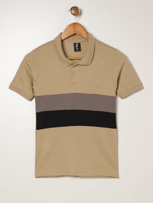 Polo Malha Manga Curta Infantil Para Menino - BEGE