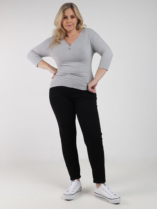 Blusa Manga 3/4 Plus Size Autentique Feminina CINZA