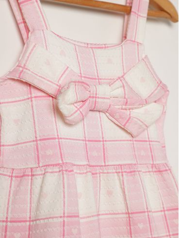 Vestido Texturizado Laço Infantil Para Menina - ROSA