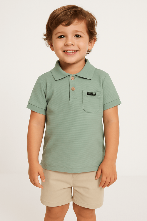 Polo Manga Curta Infantil Para Menino - VERDE