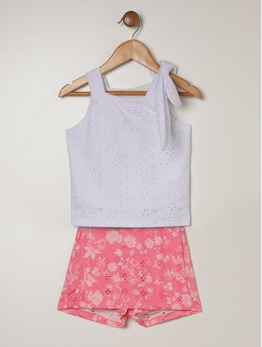Conjunto Curto Laço Infantil Para Menina - ROSA