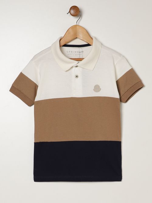 Polo Malha Manga Curta Infantil Para Menino- OFF WHITE