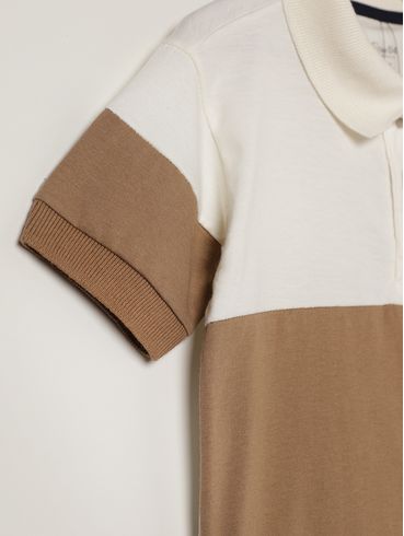 Polo Malha Manga Curta Infantil Para Menino- OFF WHITE
