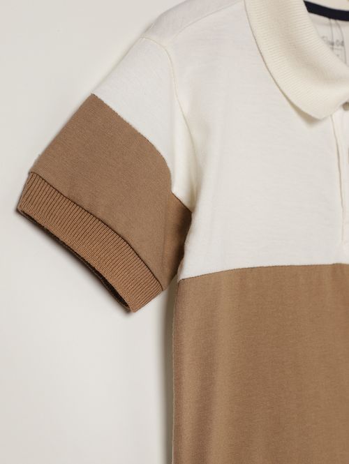 Polo Malha Manga Curta Infantil Para Menino- OFF WHITE