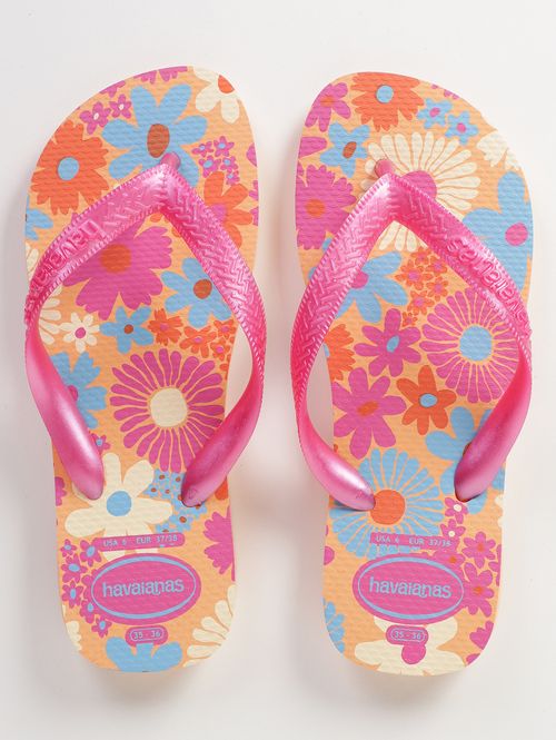 Chinelo Flores Havaianas Infantil Para Menina - ROSA
