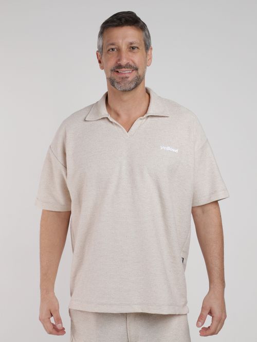 Polo Oversized Manga Curta Masculina NATURAL