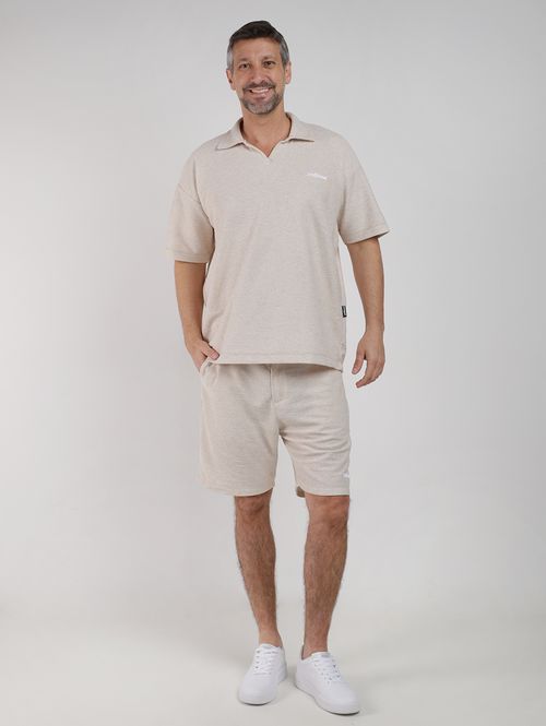 Polo Oversized Manga Curta Masculina NATURAL