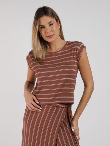 Blusa Muscle Tee Listrada Autentique Feminina MARROM