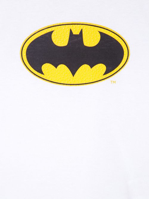 Camiseta Manga Curta Batman Infantil Para Menino - Branco