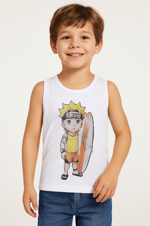 Camiseta Regata Infantil Para Menino - BRANCO