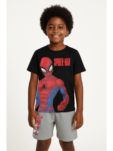 Conjunto Curto Spiderman Infantil Para Menino - PRETO