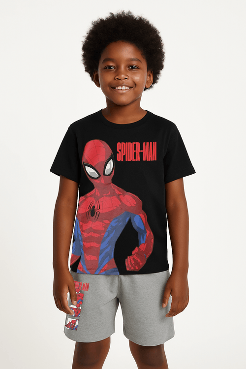 Conjunto Curto Spiderman Infantil Para Menino - PRETO