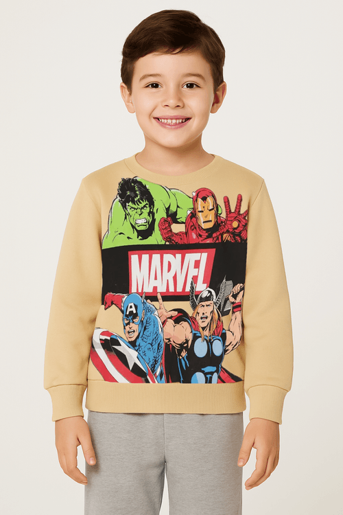 Moletom Avengers Infantil Para Menino - BEGE