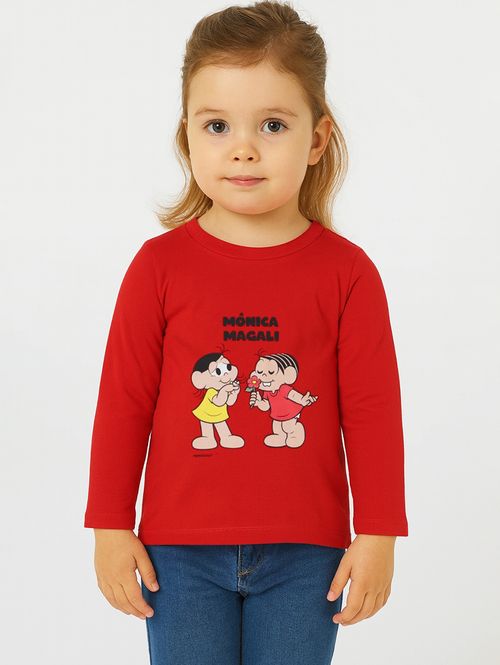 Blusa Manga Longa Infantil Para Menina - VERMELHO