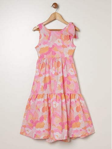Vestido Laço Infantil Para Menina - ROSA
