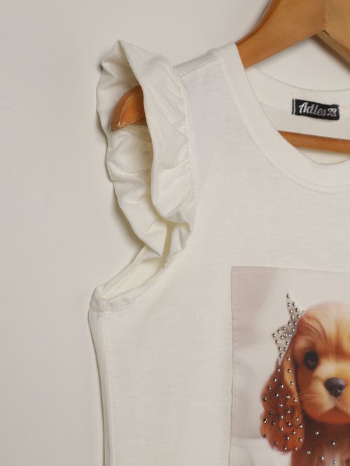 Blusa Manga Curta Juvenil Para Menina - OFF WHITE