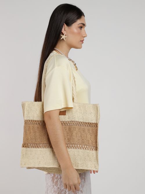 Bolsa De Praia Tote Estrutura Feminina BEGE