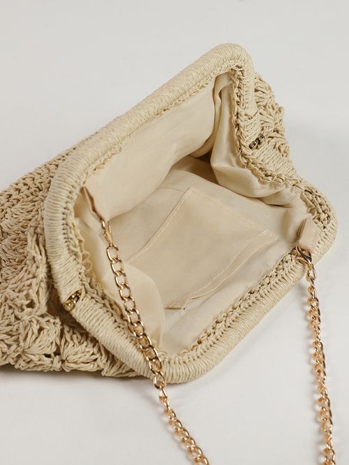 Bolsa De Praia Clutch Alça Transversal Feminina BEGE