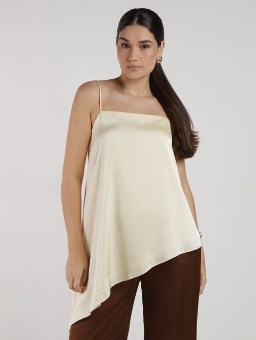 Blusa Cetim Assimétrica Eagle Rock Feminina AMARELO